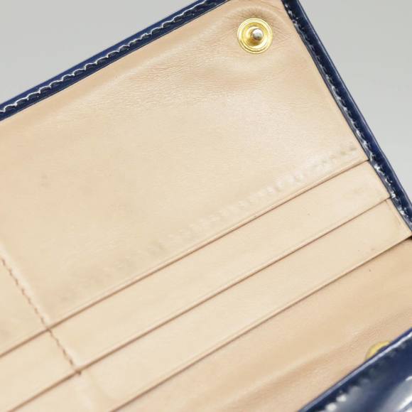 PRADA Long Wallet Enamel Blue Gold Auth 99227 - Picture 9 of 16